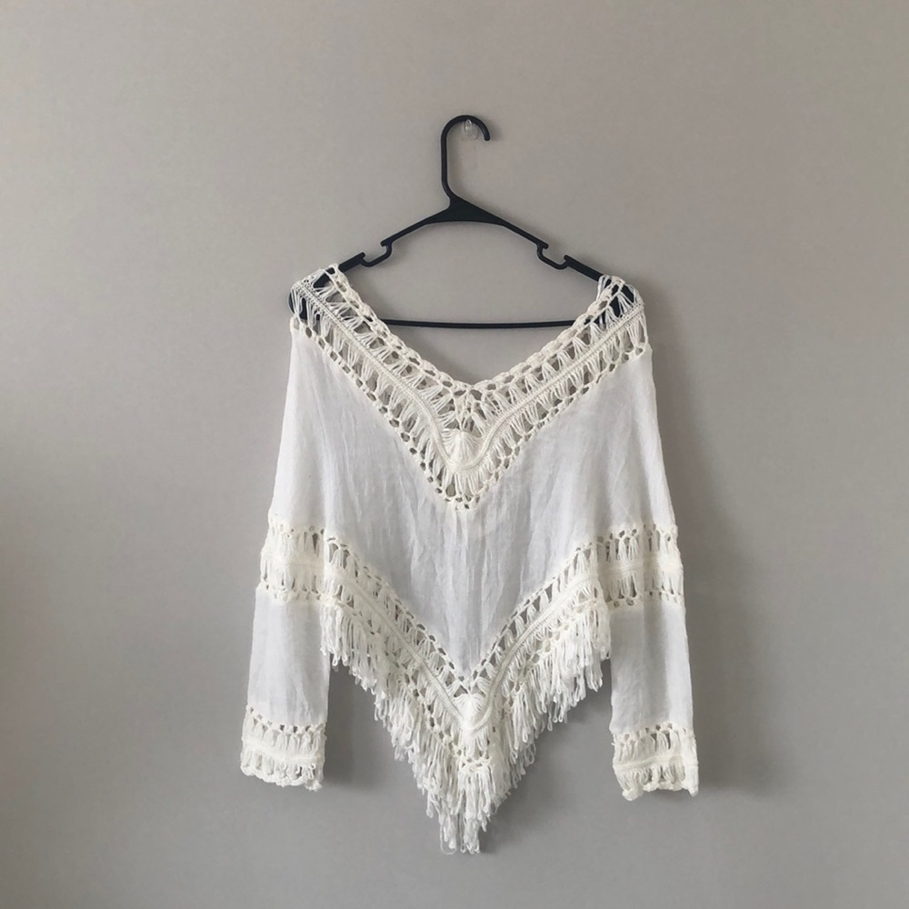 White Swim Cover up Top, Boho top